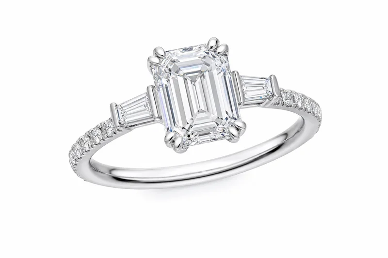 emerald three-stone