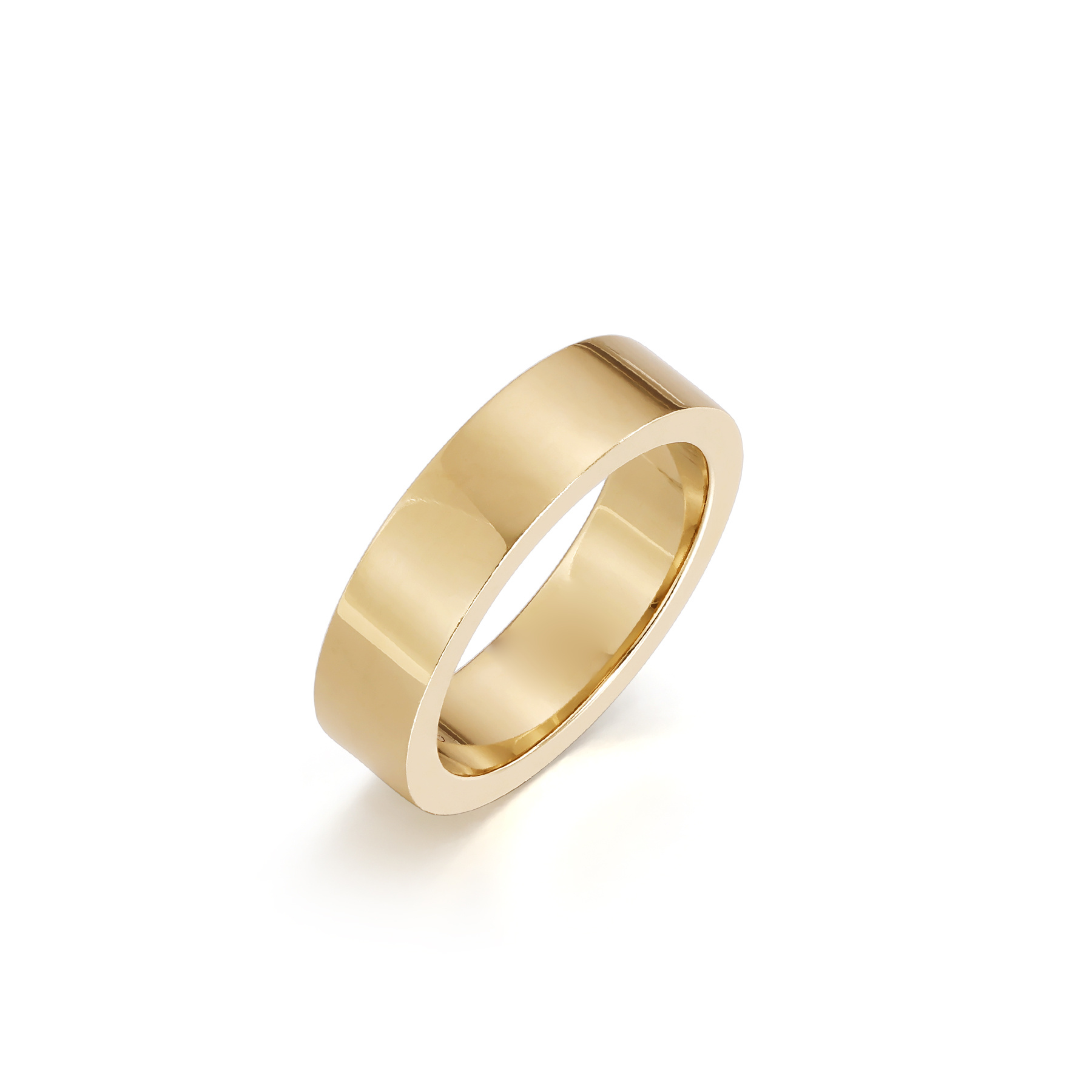 Wide Plain Gold Band Ring in 14K Yellow Gold thumbnail 4