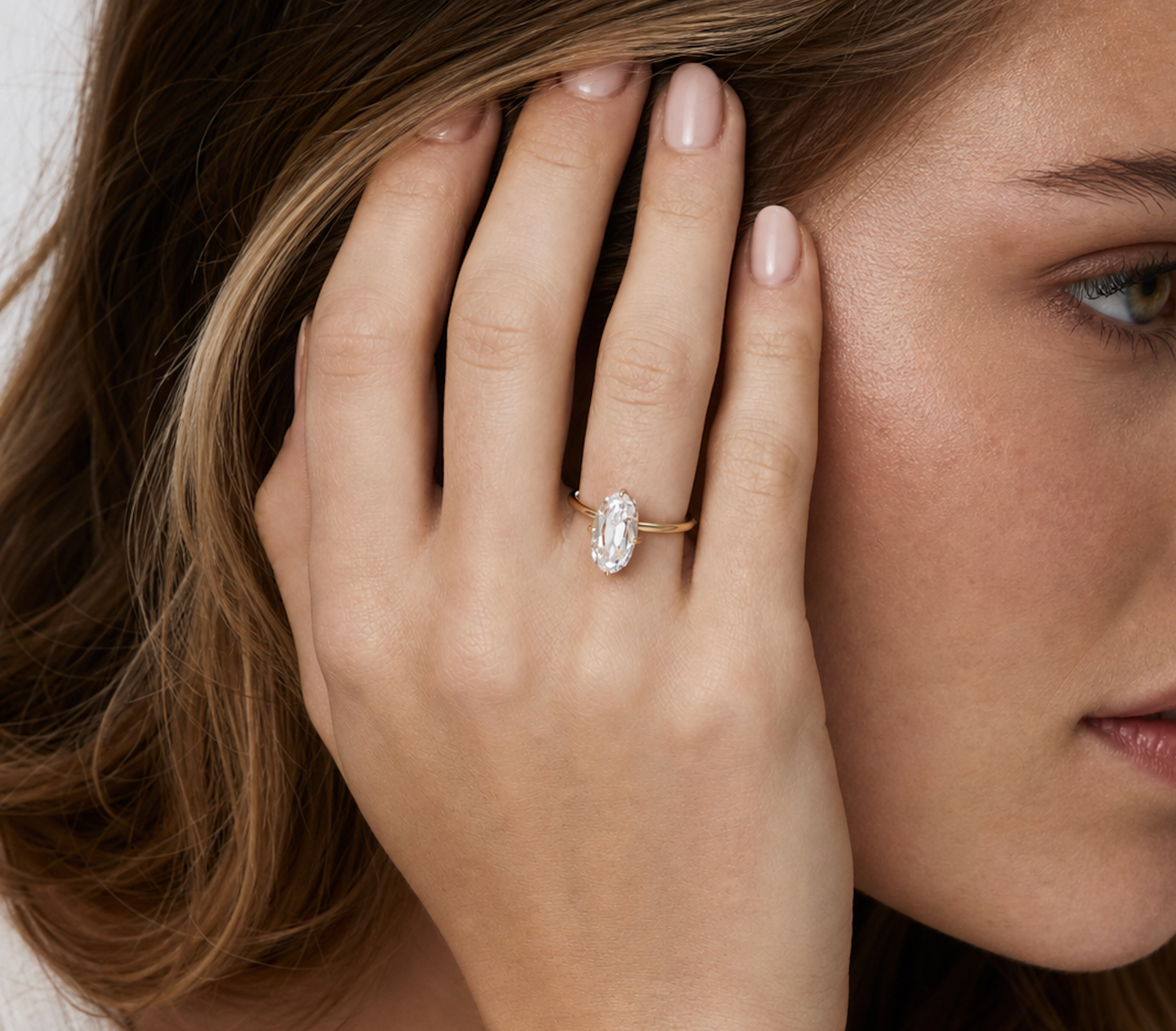 Elongated Oval (Moval) Lab Grown Diamond Ring