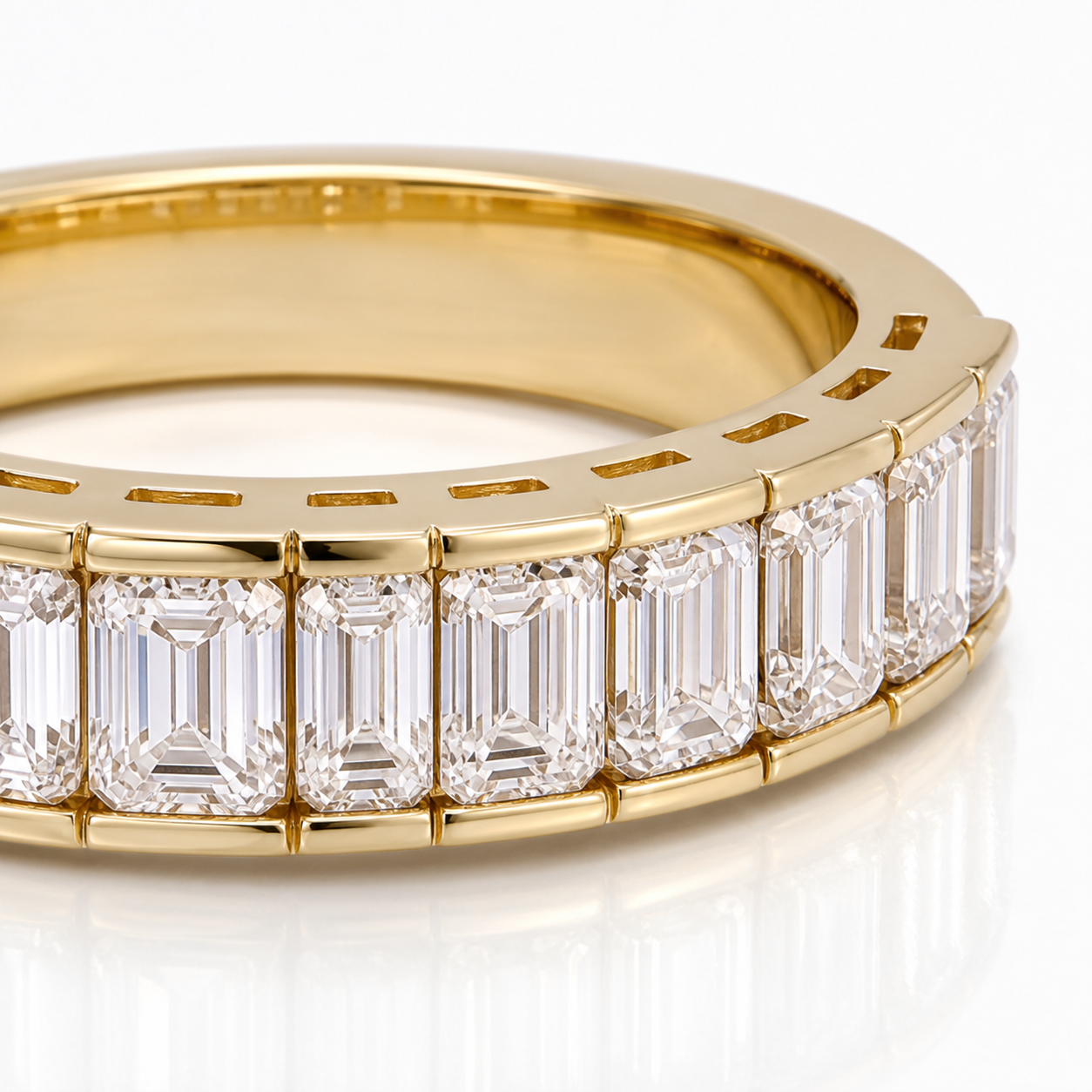 Vintage-Band Emerald Cut Lab Grown Diamond Ring in 14K/18K Yellow Gold thumbnail 6