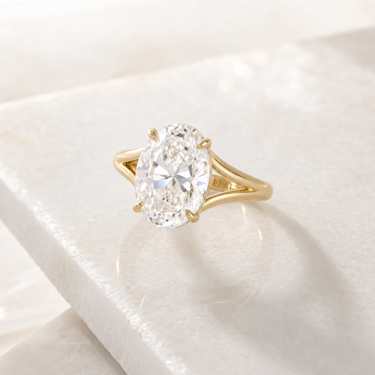 Oval Lab Grown Diamond Ring in 14K/18KYellow Gold thumbnail 6