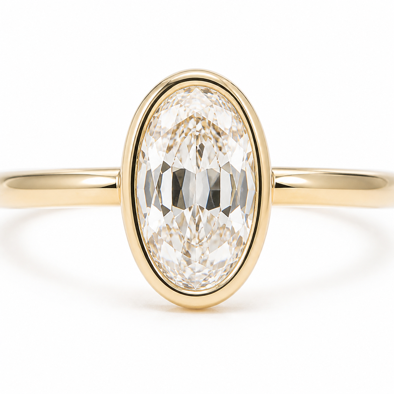 Bezel-Set Elongated Oval Lab Grown Diamond Ring thumbnail 5
