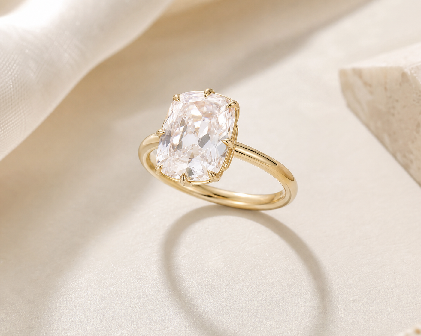 Old Mine Cut Lab Grown Diamond Ring thumbnail 7