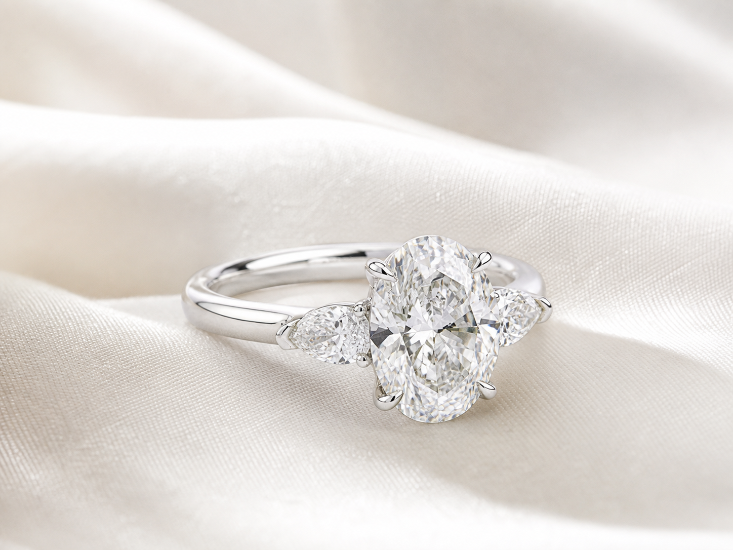 Three-Stone Oval Lab Grown Diamond Ring in Platinum 950 thumbnail 5
