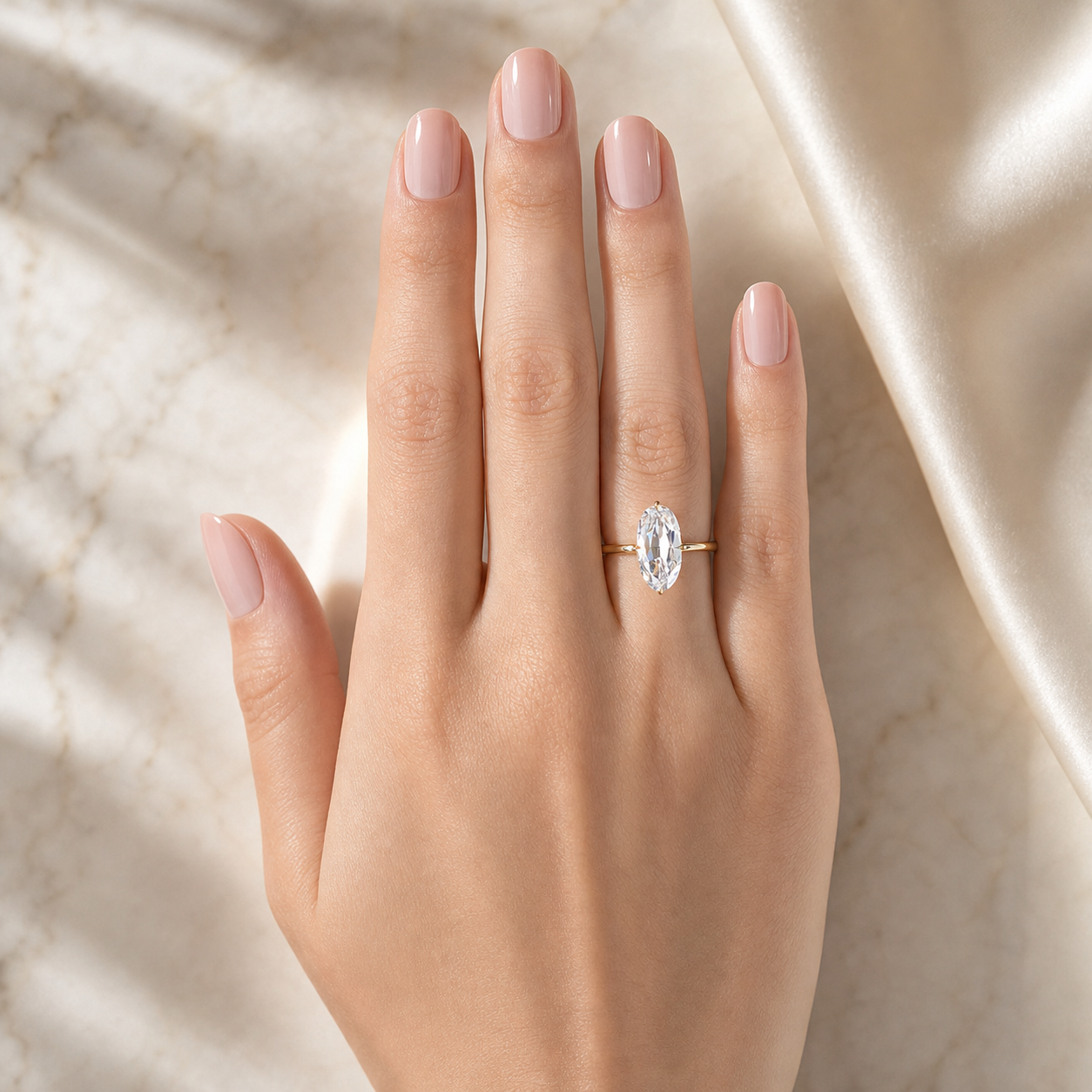 Elongated Oval (Moval) Lab Grown Diamond Ring thumbnail 3