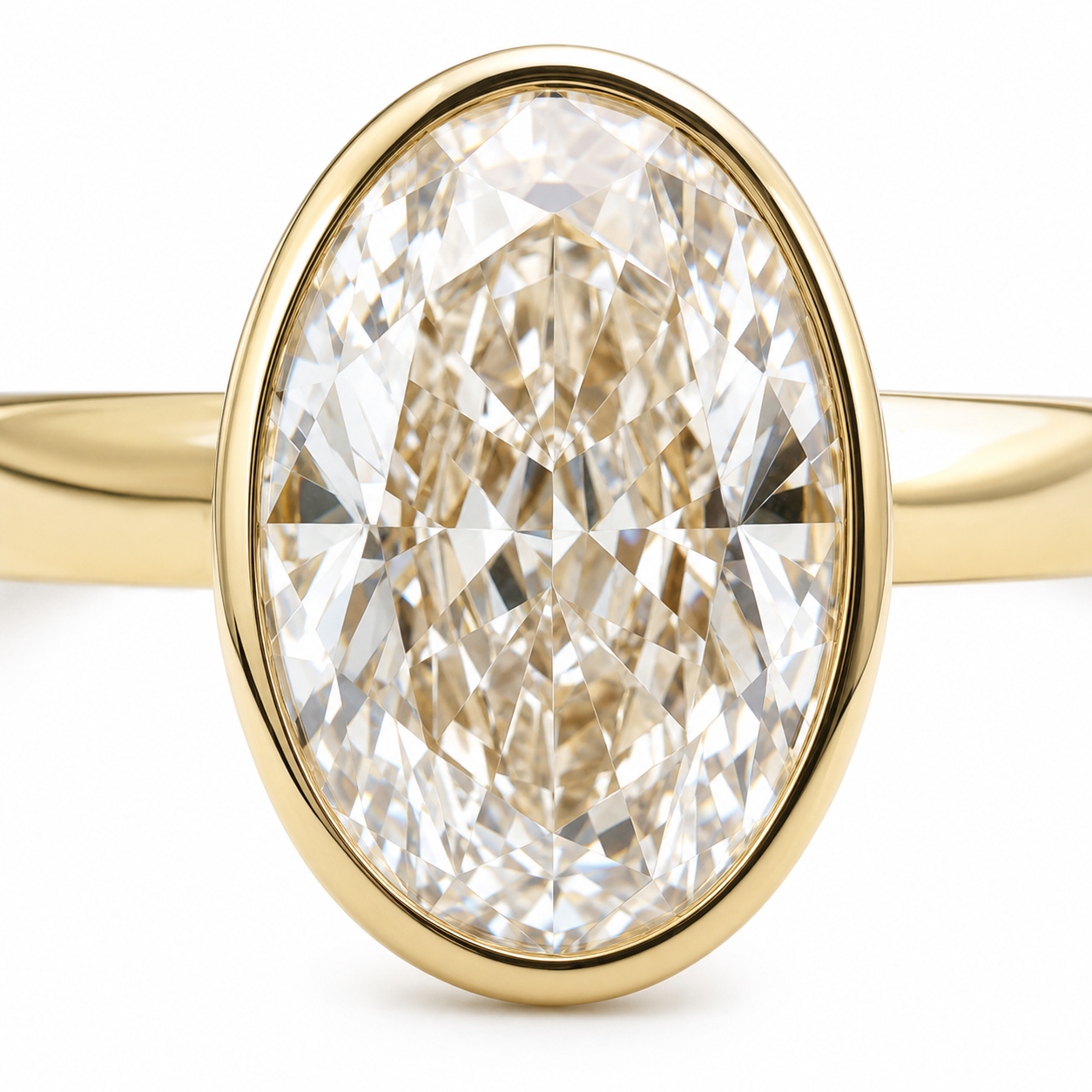 Bezel-Set Oval Lab Grown Diamond Ring thumbnail 4