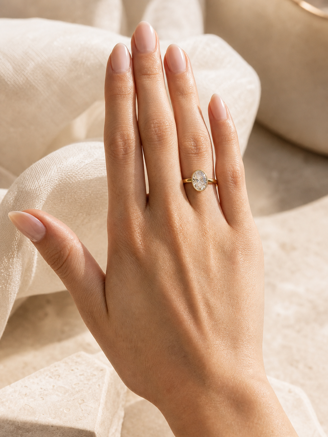 Bezel-Set Oval Lab Grown Diamond Ring thumbnail 3