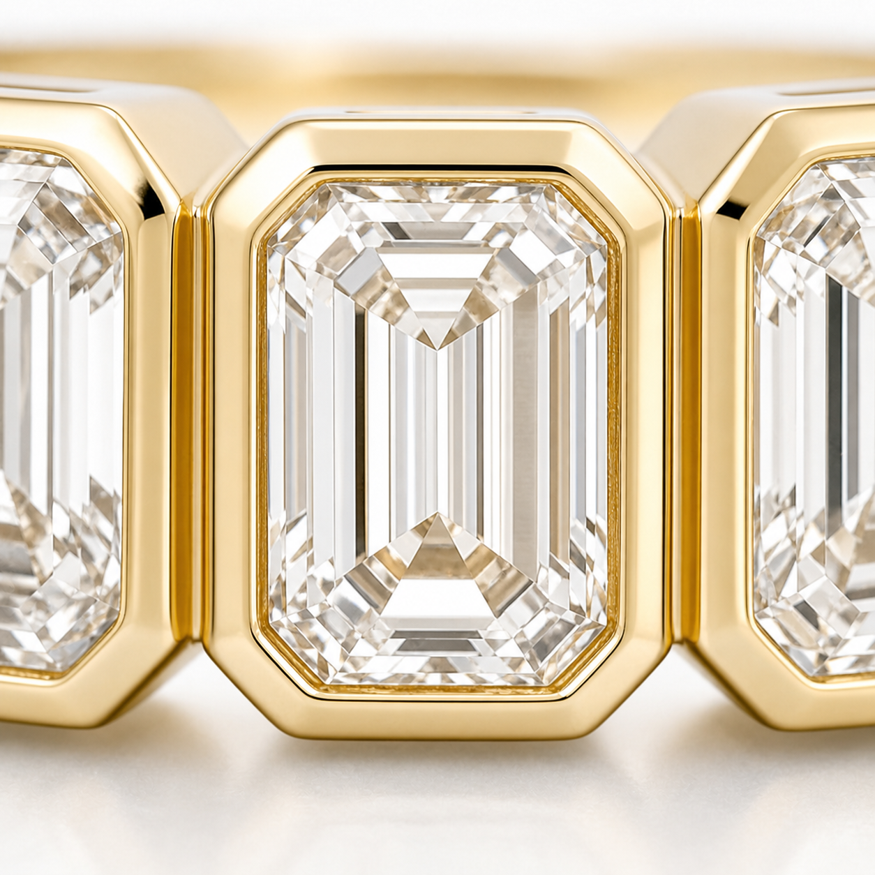 Vintage-Band Emerald Cut Lab Grown Diamond Ring in 14K/18K Yellow Gold thumbnail 5