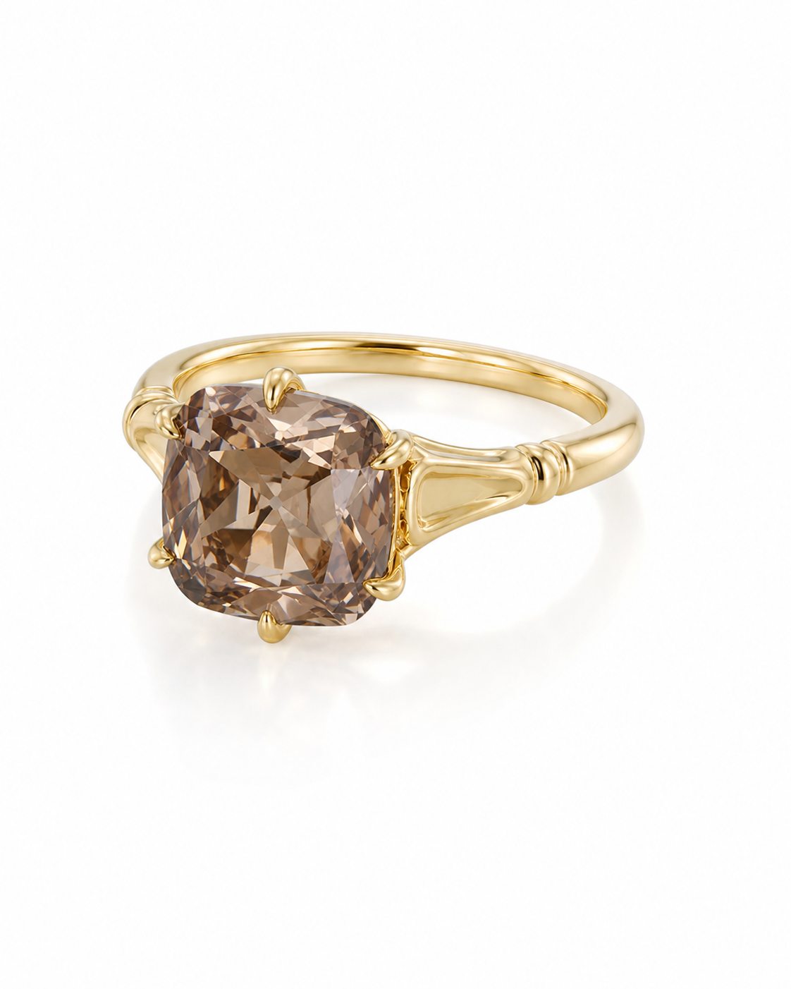 Champagne Old Mine Cut Lab Grown Diamond Ring in 14K Yellow Gold thumbnail 5