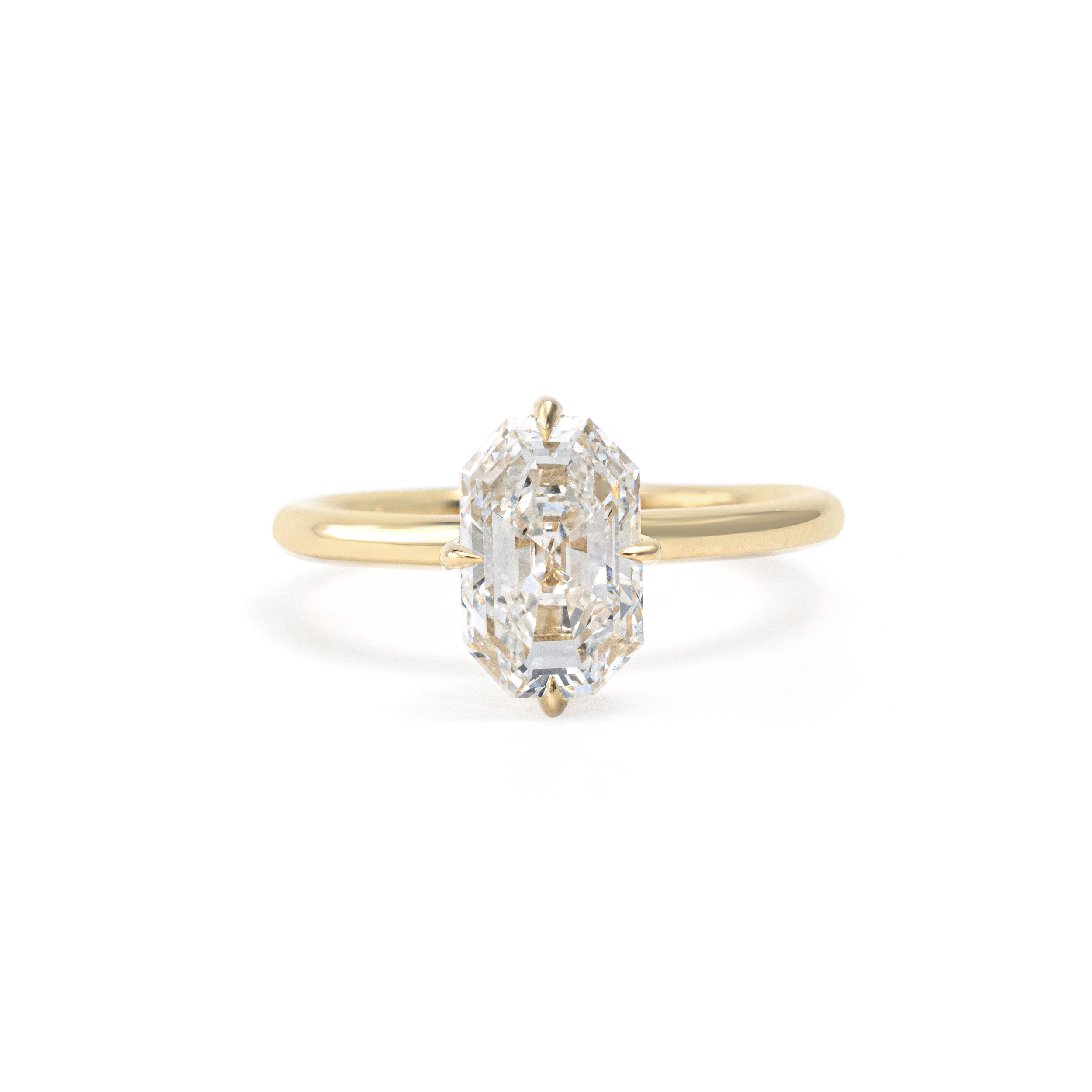Octagon Emerald Cut Lab Grown Diamond Ring