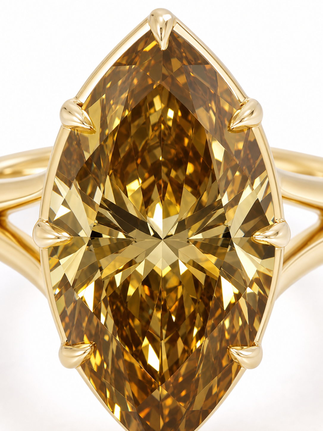 Champagne Marquise Lab Grown Diamond Ring in 14K Yellow Gold thumbnail 6