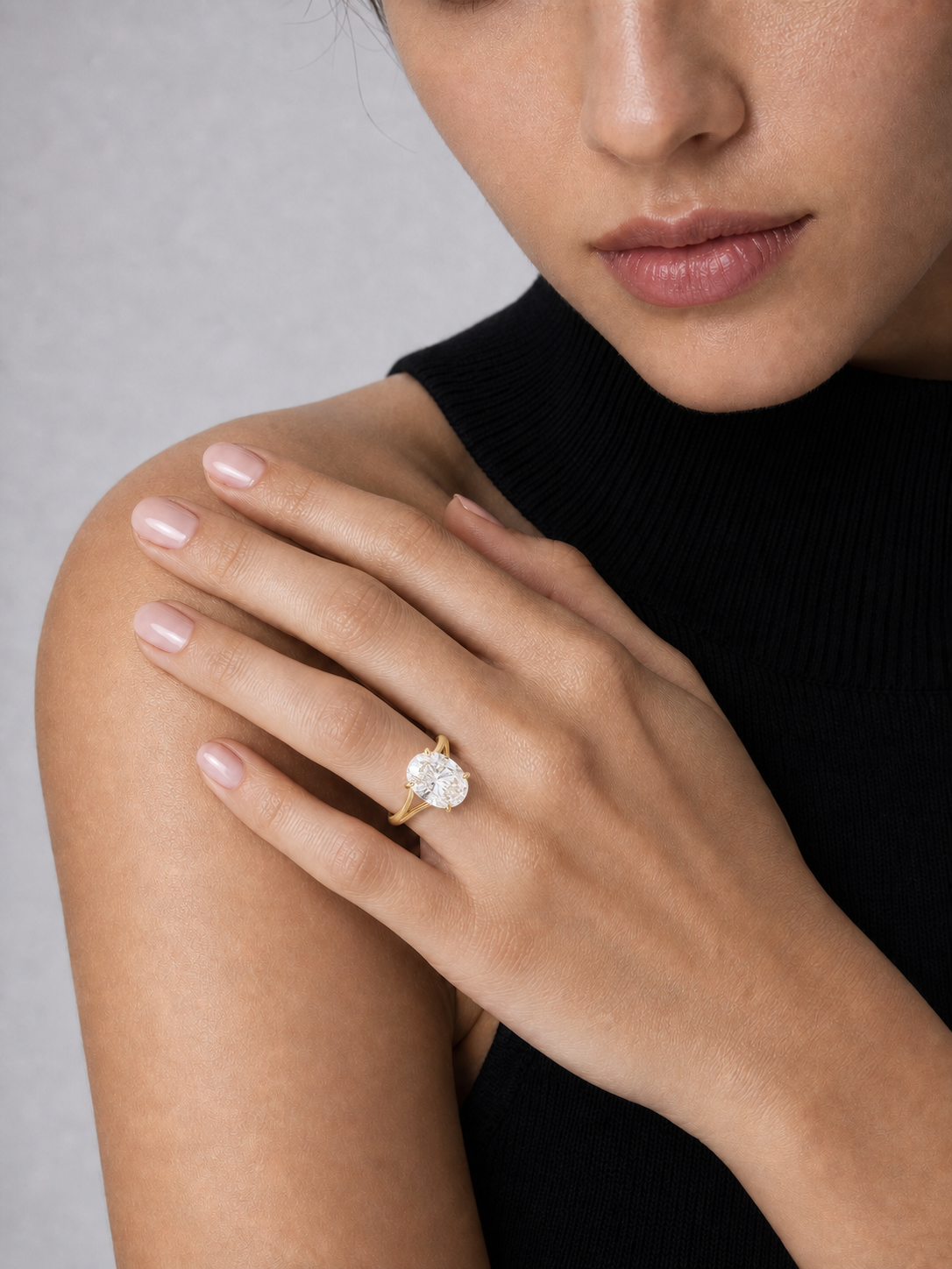 Oval Lab Grown Diamond Ring in 14K/18KYellow Gold
