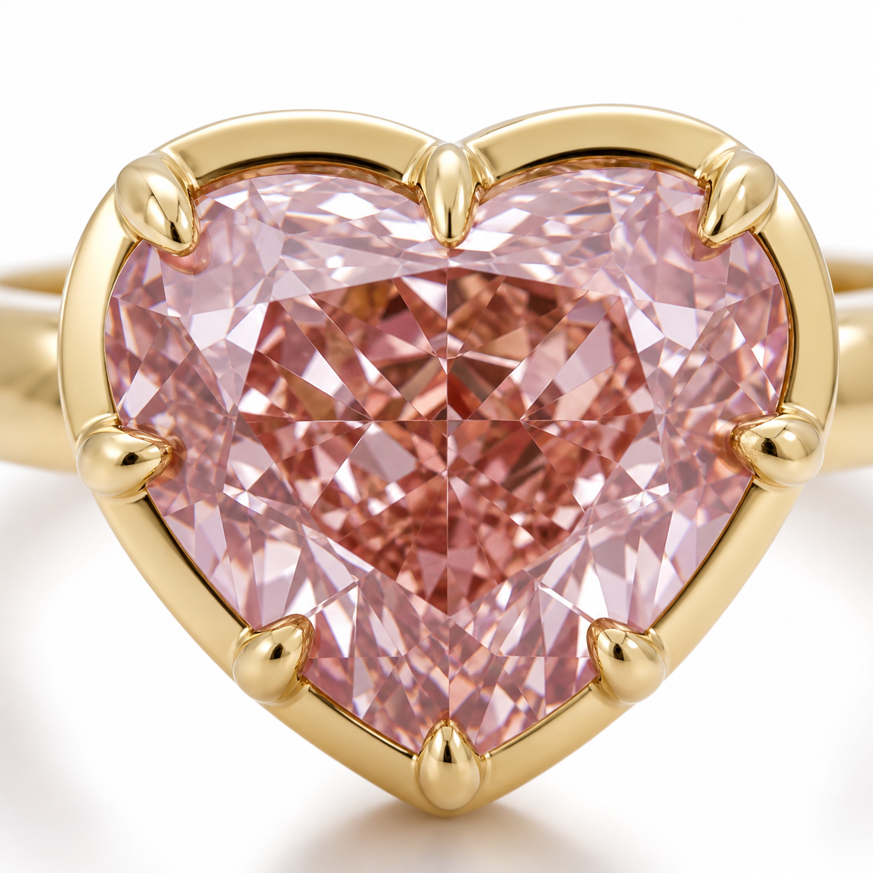 Brown-Pink Heart Lab Grown Diamond Ring in 14K Yellow Gold thumbnail 6