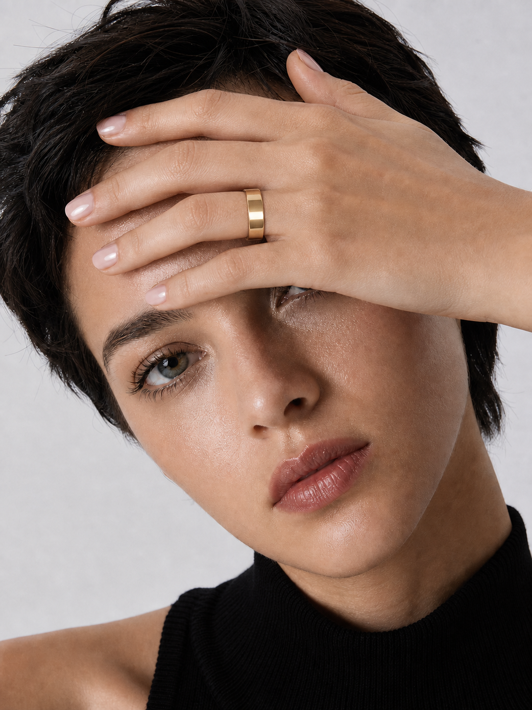 Wide Plain Gold Band Ring in 14K Yellow Gold thumbnail 3