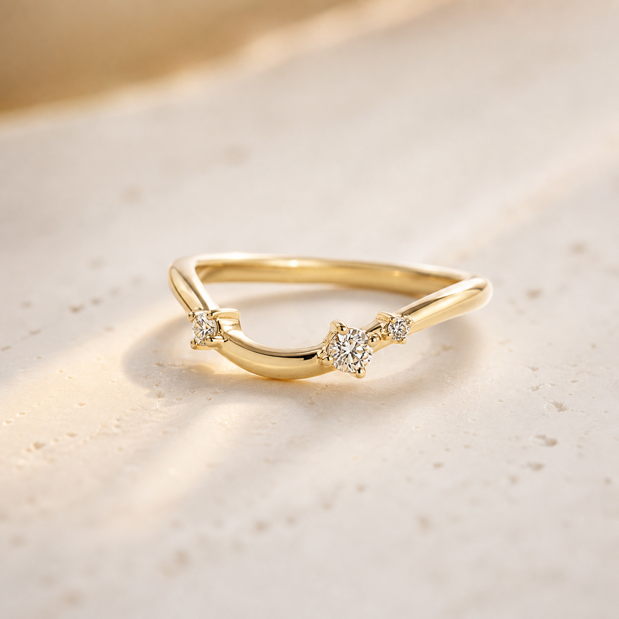 Curved Lab Grown Diamond Band in 14K/18k Yellow Gold thumbnail 6