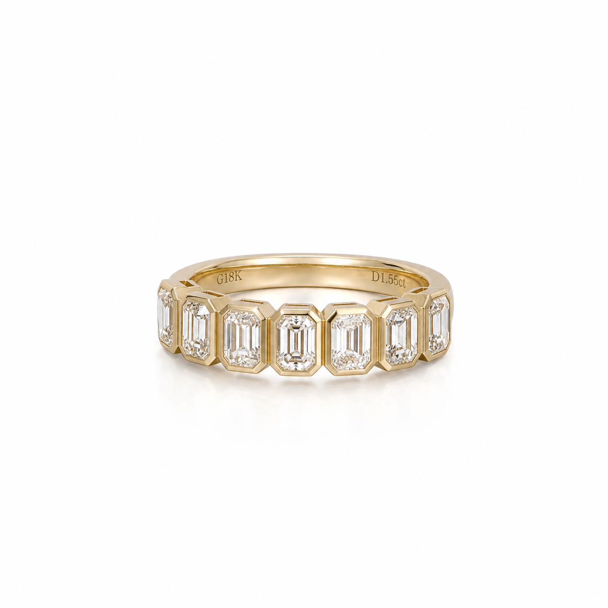 Vintage-Band Emerald Cut Lab Grown Diamond Ring in 14K/18K Yellow Gold thumbnail 6