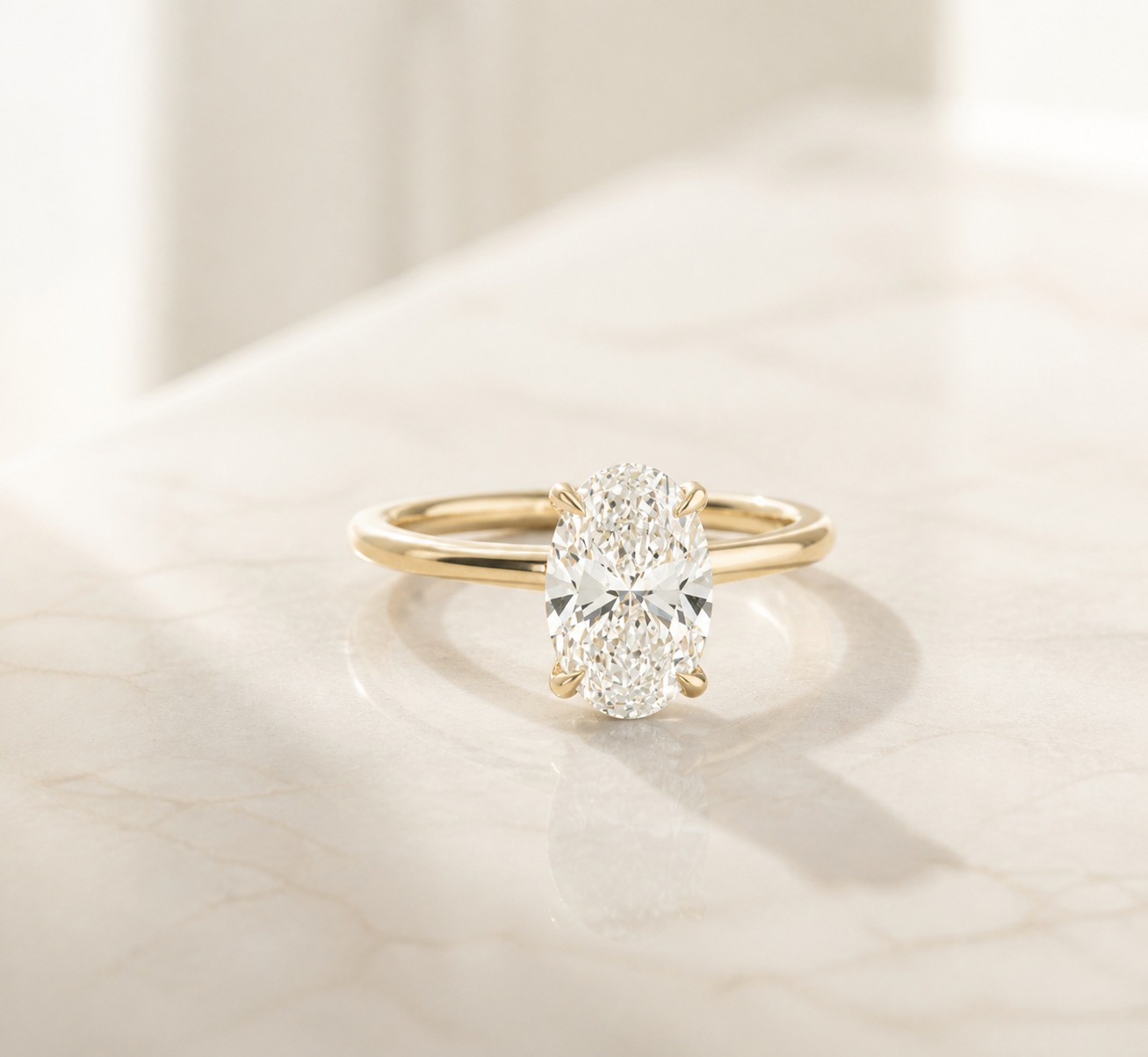 Oval Lab Grown Diamond Solitaire Ring thumbnail 8