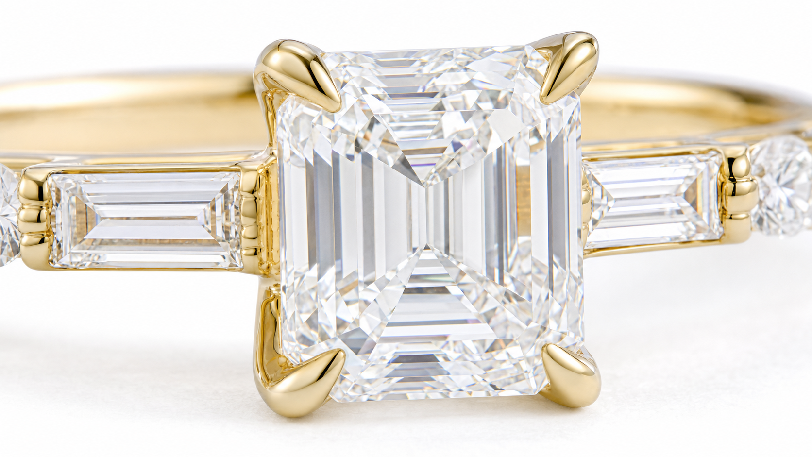 Asscher Cut Lab Grown Diamond Ring with Side Stones thumbnail 6