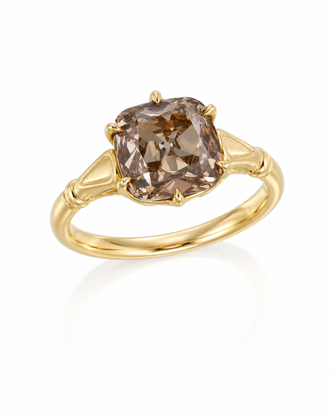 Champagne Old Mine Cut Lab Grown Diamond Ring in 14K Yellow Gold thumbnail 6