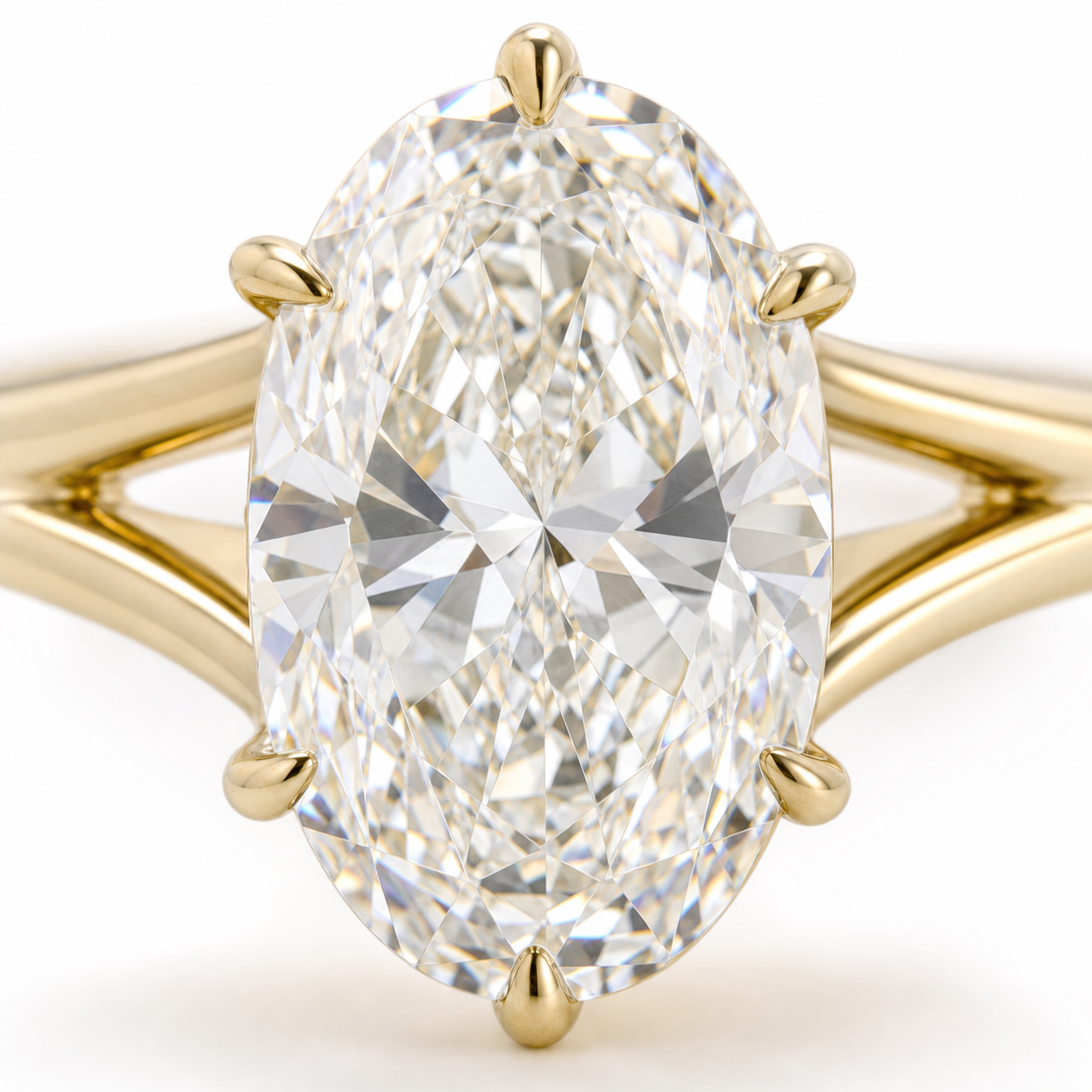 Oval Lab Grown Diamond Solitaire Ring (Split-Shank) thumbnail 7