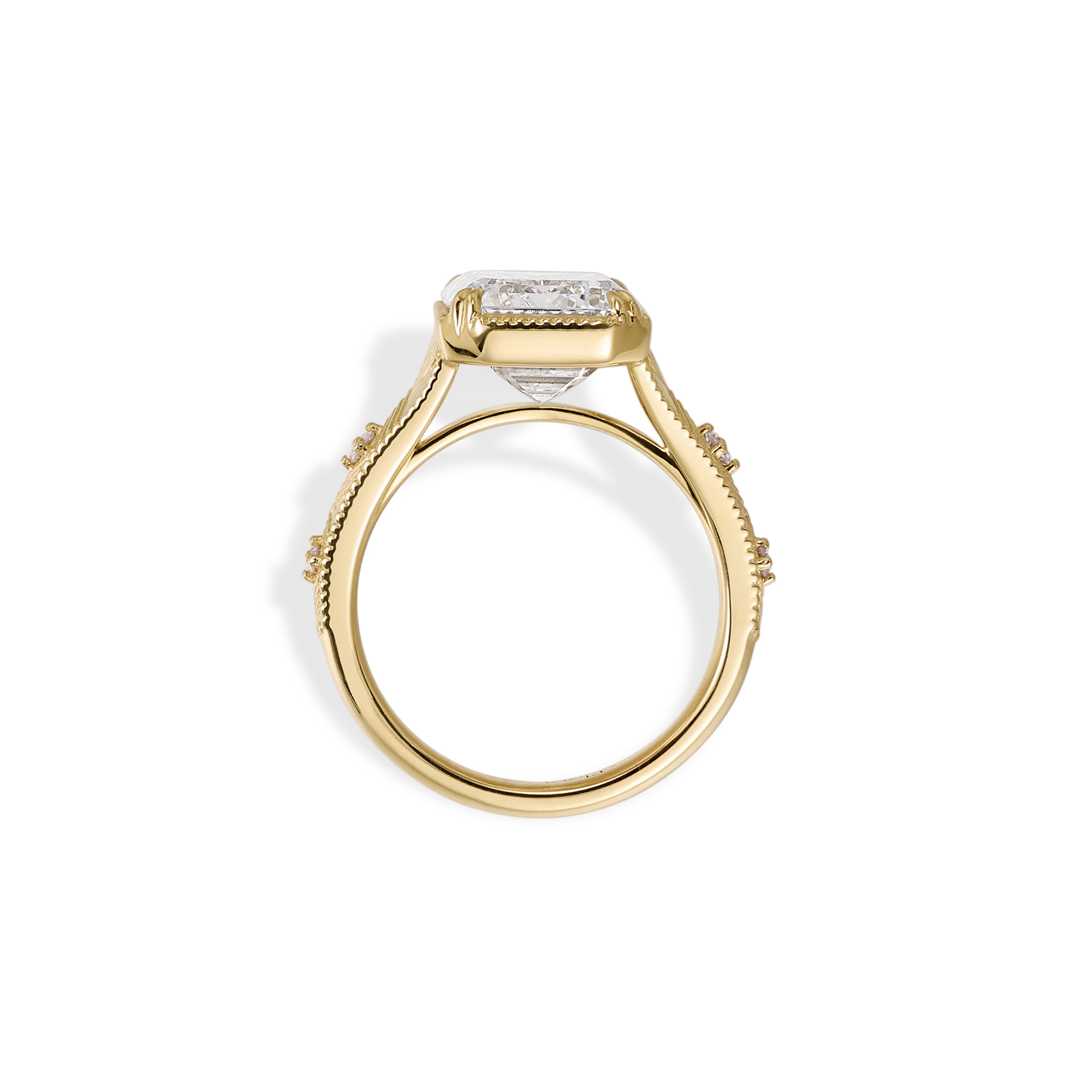 Vintage Emerald Cut Lab Grown Diamond Ring in 14K Yellow Gold thumbnail 4