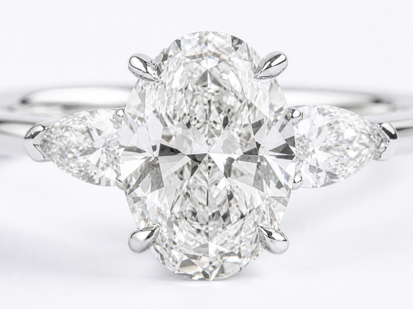 Three-Stone Oval Lab Grown Diamond Ring in Platinum 950 thumbnail 4