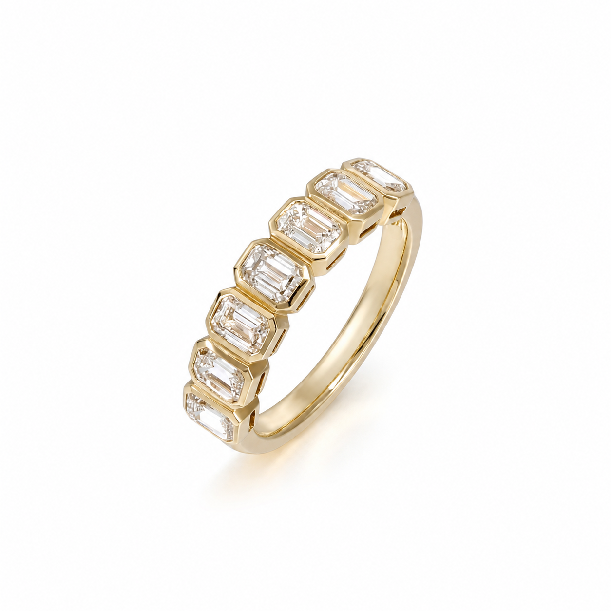 Vintage-Band Emerald Cut Lab Grown Diamond Ring in 14K/18K Yellow Gold thumbnail 4