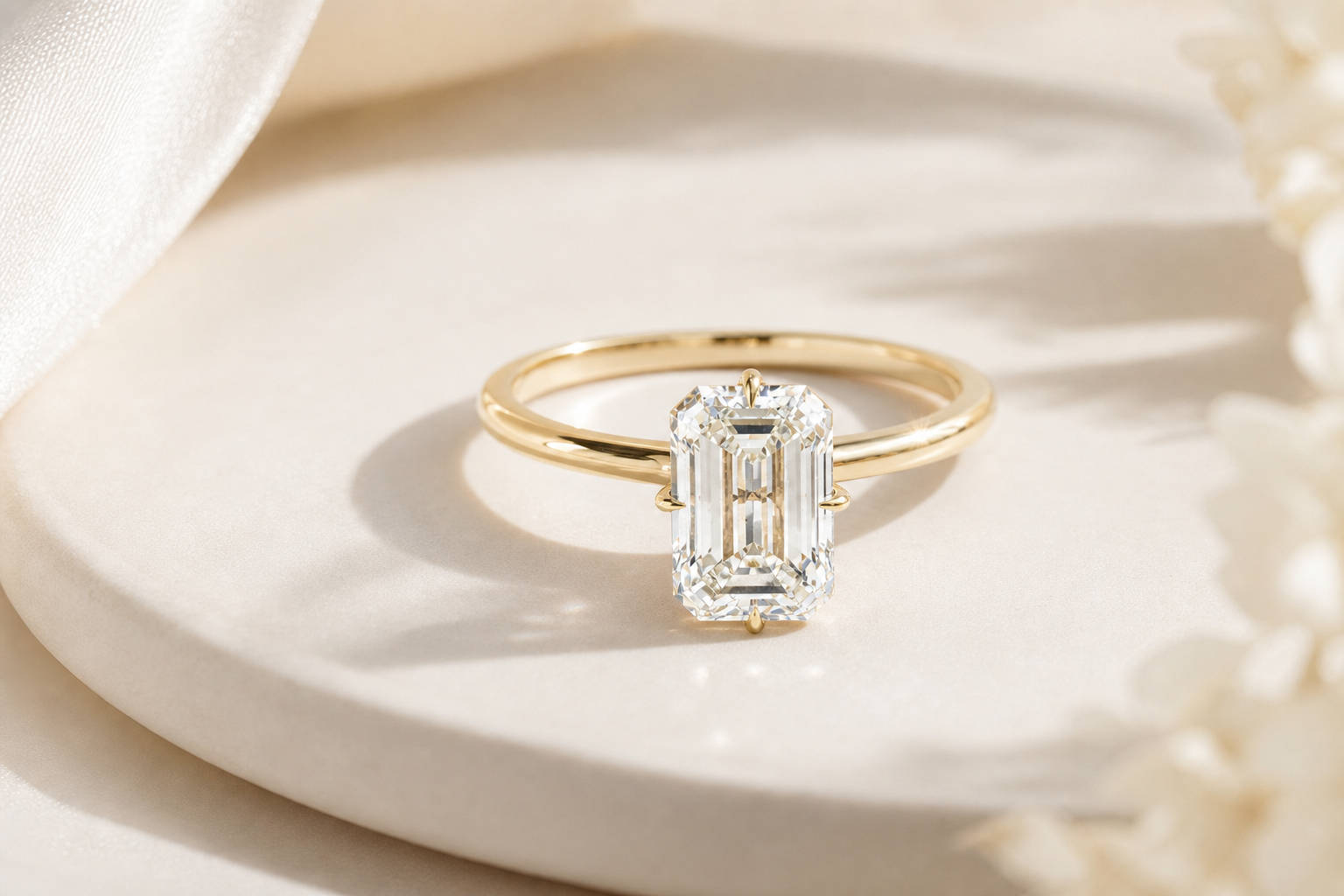 Four-Prong Emerald Cut Lab Grown Diamond Ring thumbnail 7