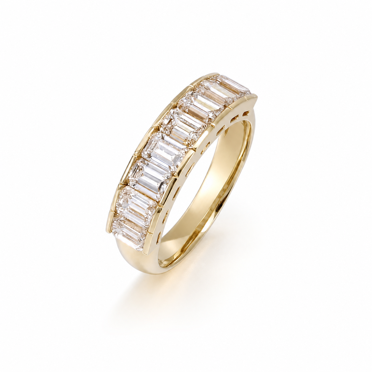 Vintage-Band Emerald Cut Lab Grown Diamond Ring in 14K/18K Yellow Gold thumbnail 4