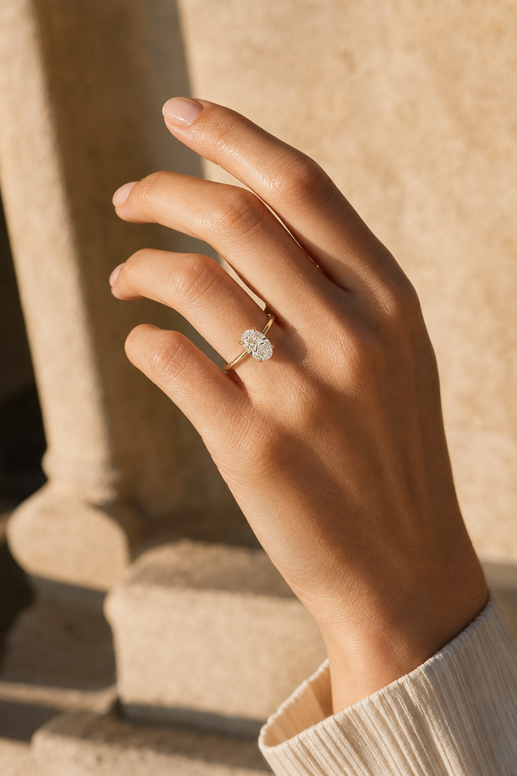 Oval Lab Grown Diamond Solitaire Ring thumbnail 3