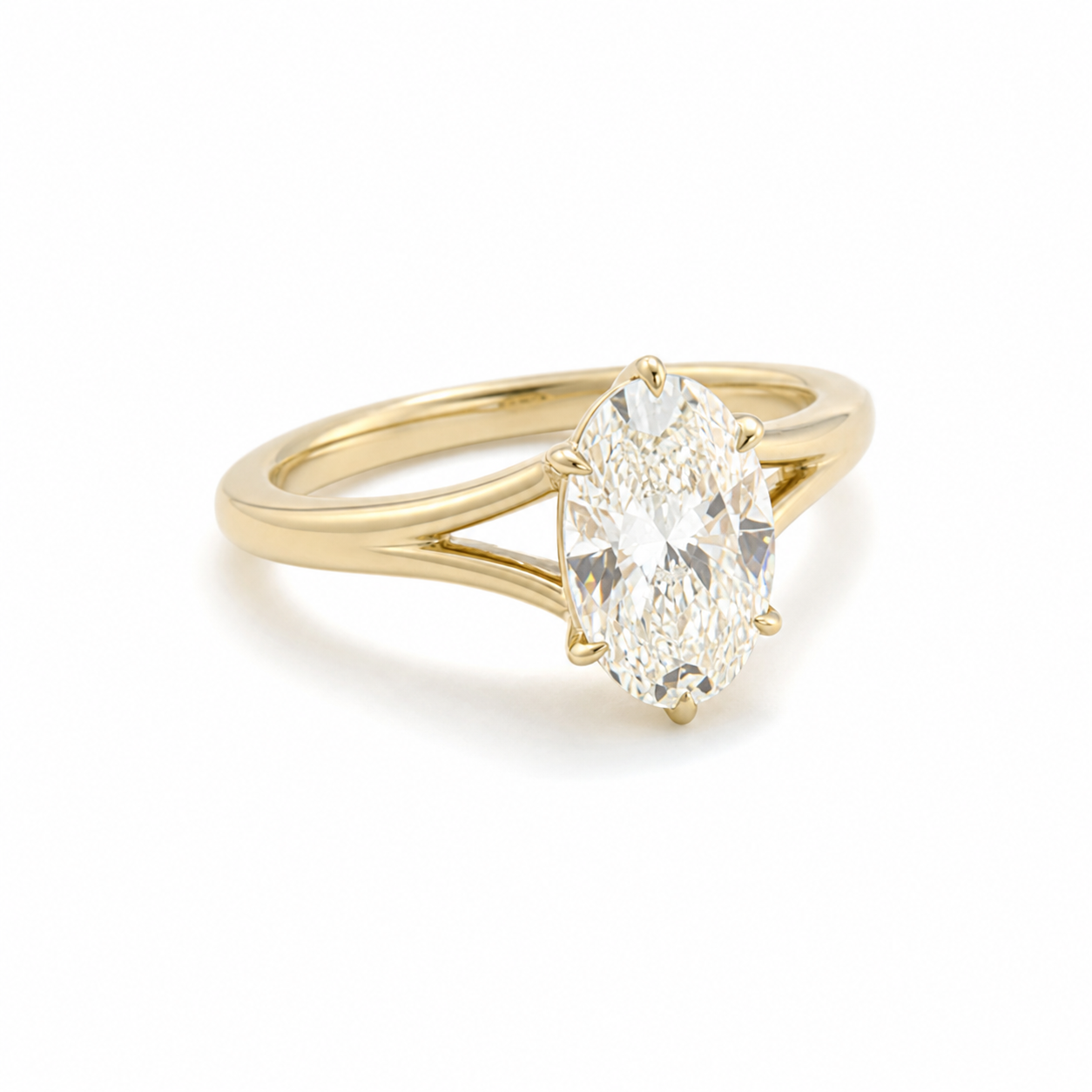 Oval Lab Grown Diamond Solitaire Ring (Split-Shank) thumbnail 5