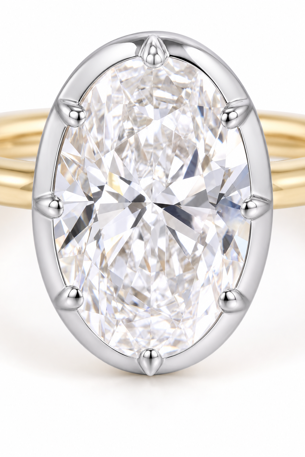Bezel-Set Oval Lab Grown Diamond Ring in 14K Two-Tone Gold thumbnail 4