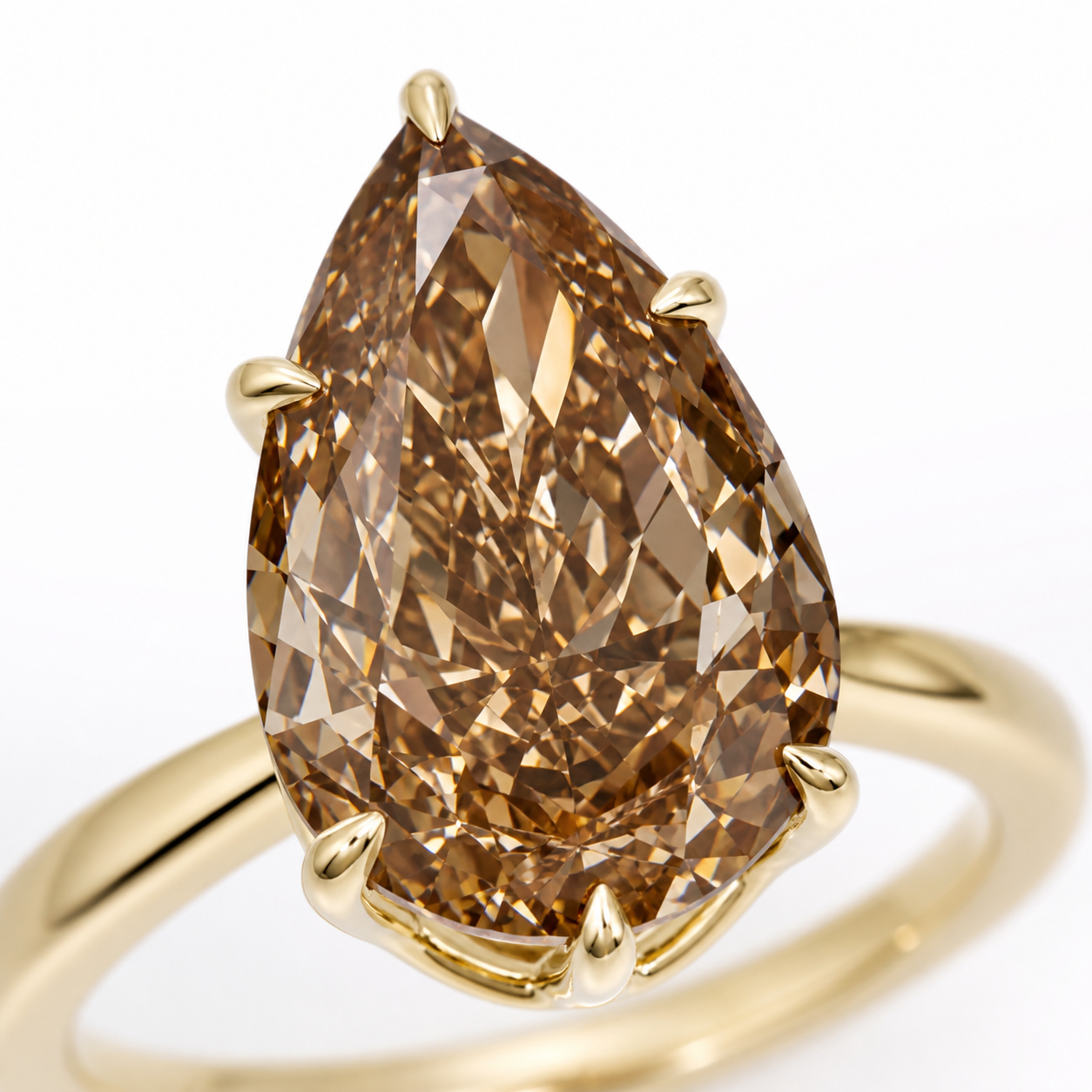 Champagne Pear Lab Grown Diamond Ring in 14K Yellow Gold thumbnail 5