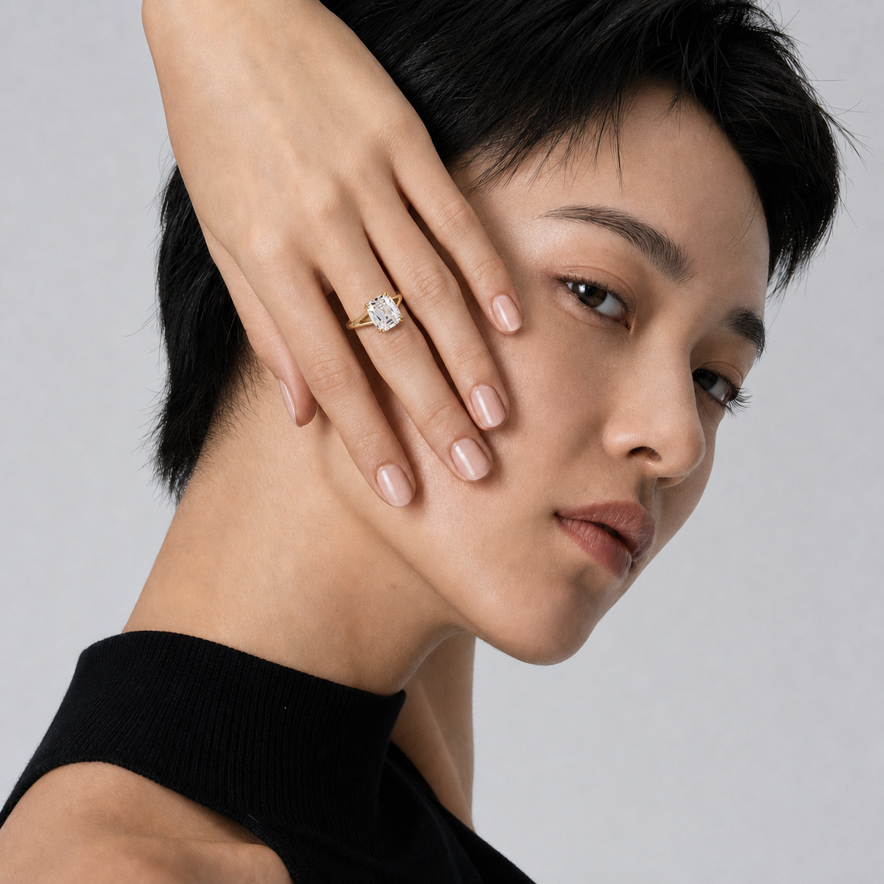 Old Mine Cut Lab Grown Diamond Ring