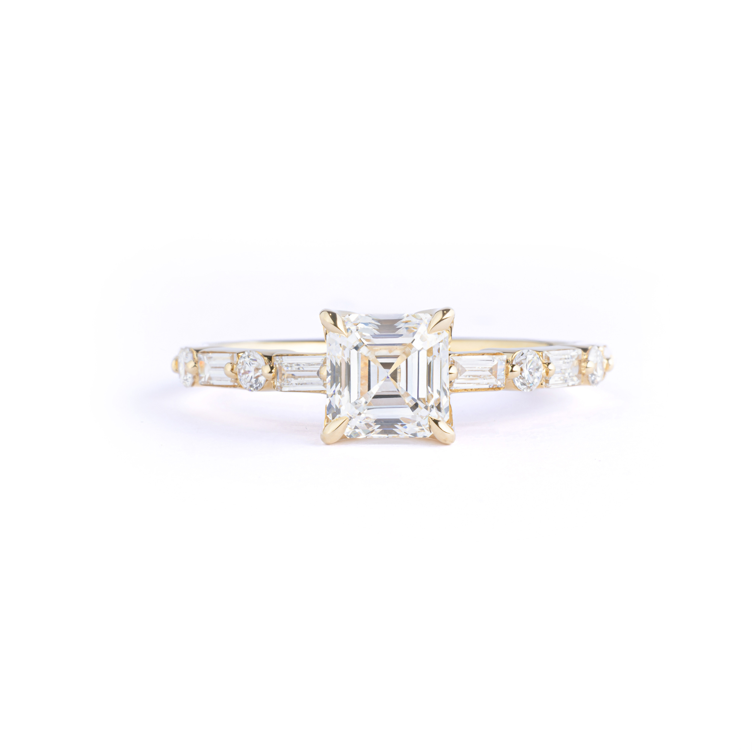 Asscher Cut Lab Grown Diamond Ring with Side Stones