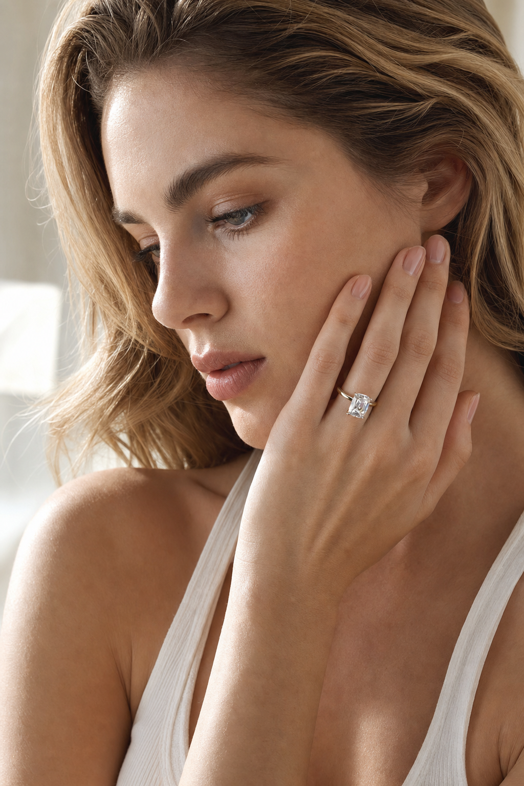 Old Mine Cut Lab Grown Diamond Ring