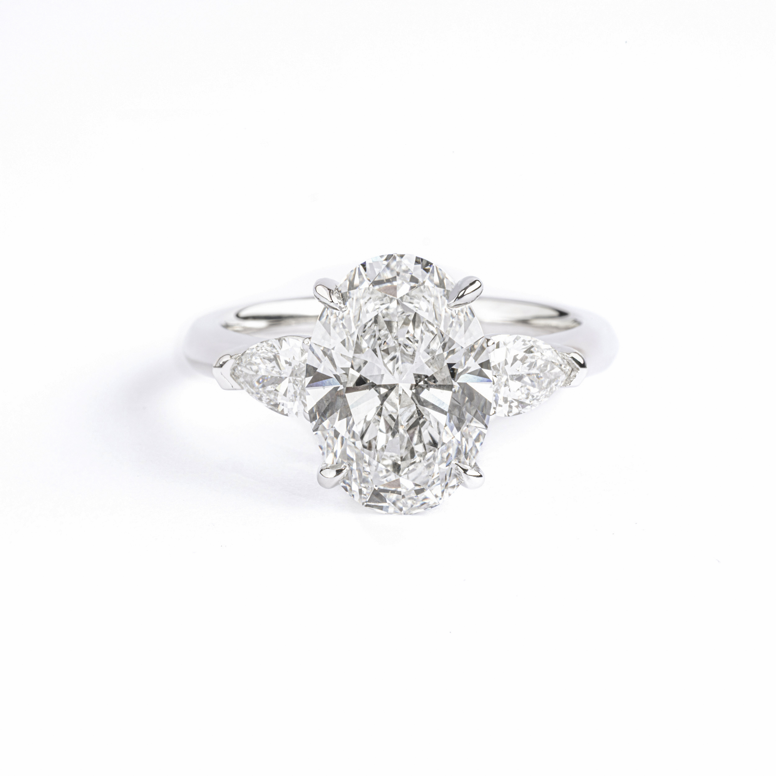 Three-Stone Oval Lab Grown Diamond Ring in Platinum 950