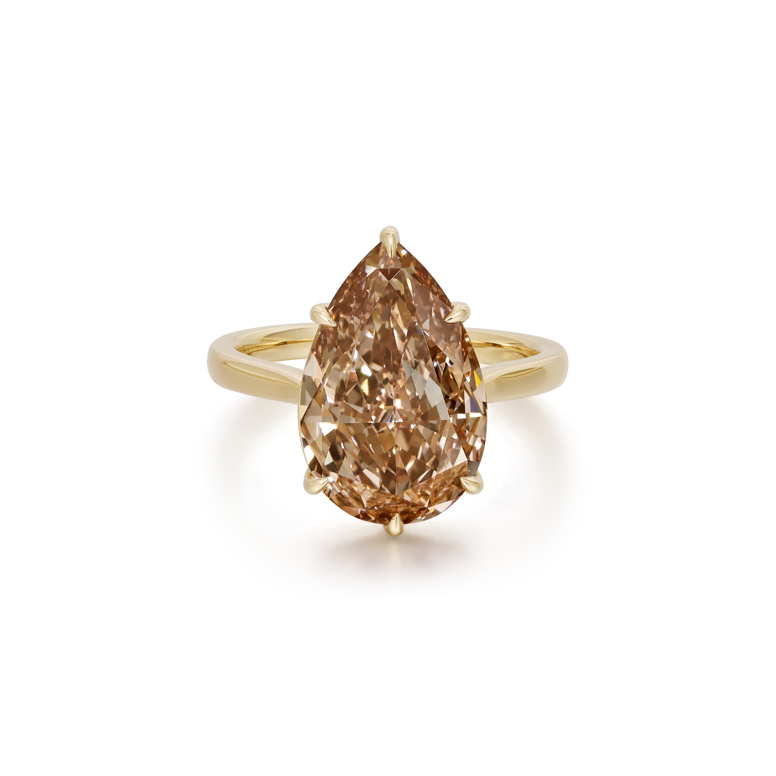 Champagne Pear Lab Grown Diamond Ring in 14K Yellow Gold