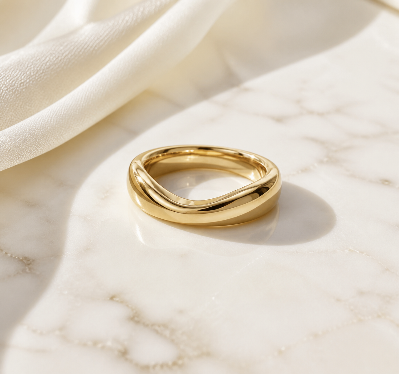U-Shape Lab Grown Gold Band in 14K /18K Yellow Gold thumbnail 7