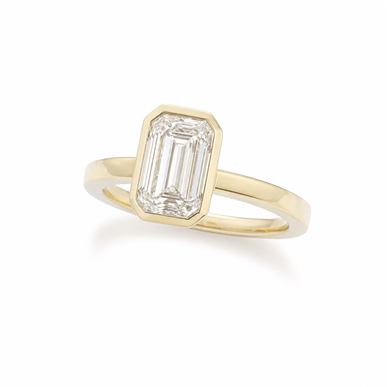 Bezel-Set Emerald Cut Lab Grown Diamond Ring thumbnail 5