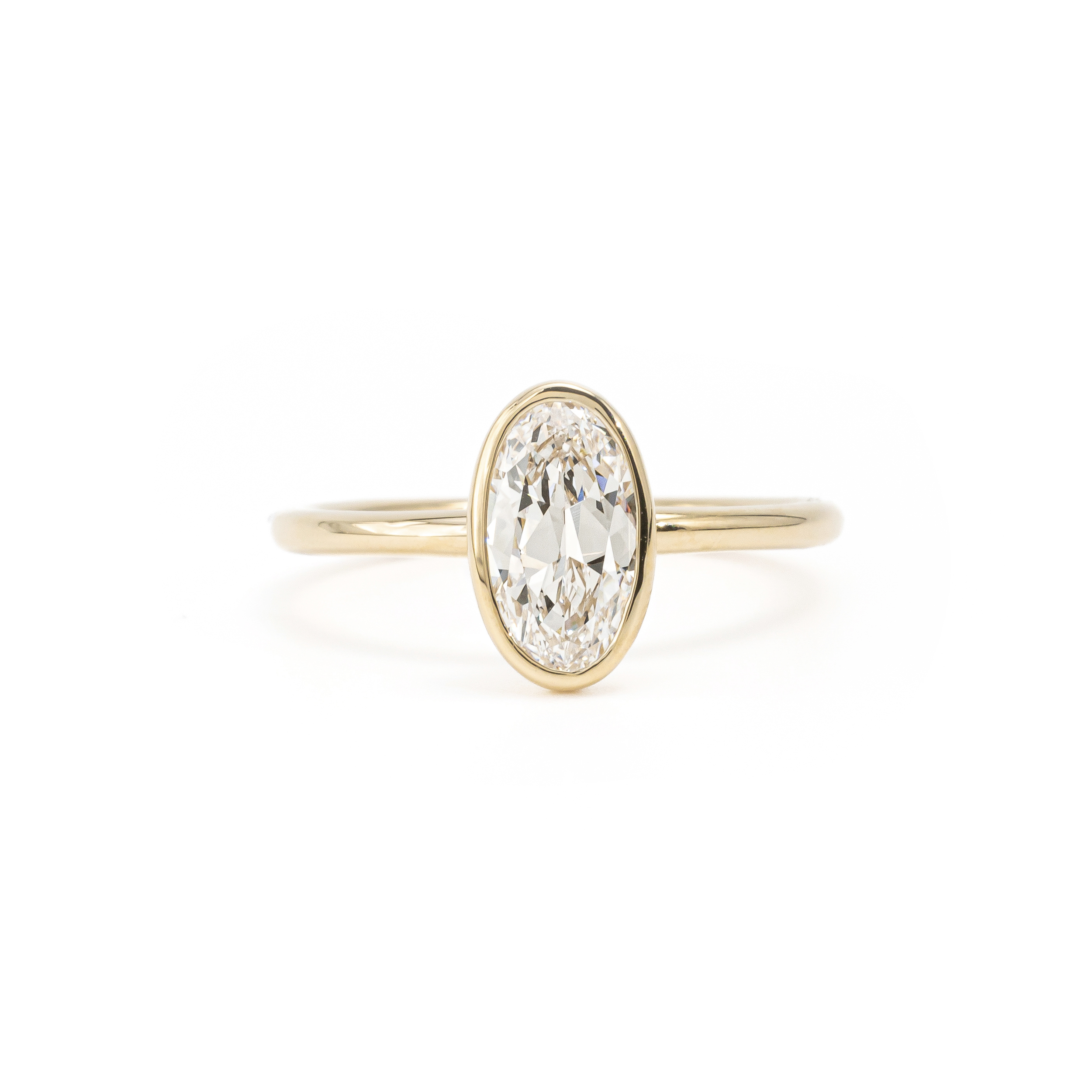 Bezel-Set Elongated Oval Lab Grown Diamond Ring