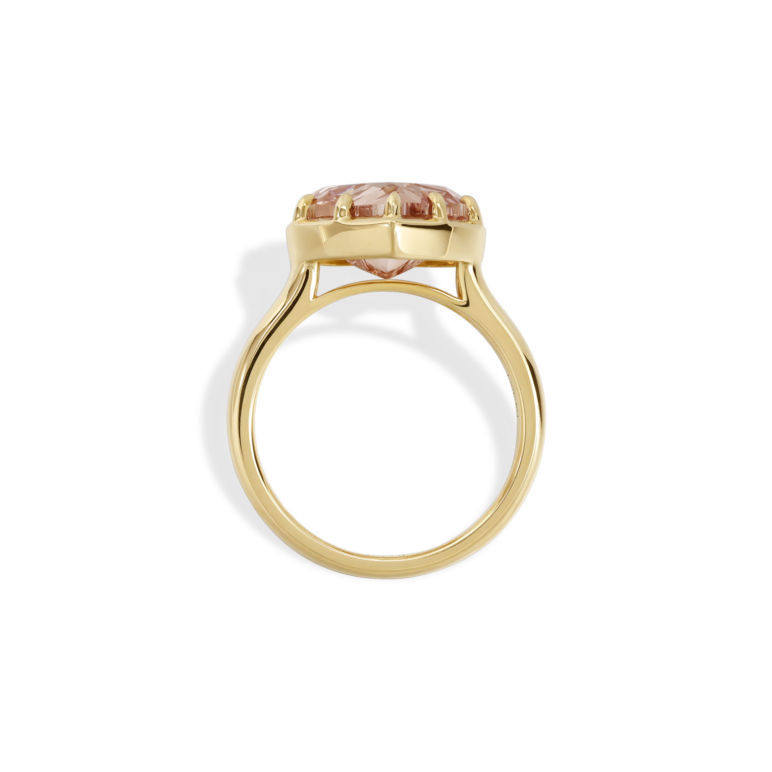 Brown-Pink Heart Lab Grown Diamond Ring in 14K Yellow Gold thumbnail 4