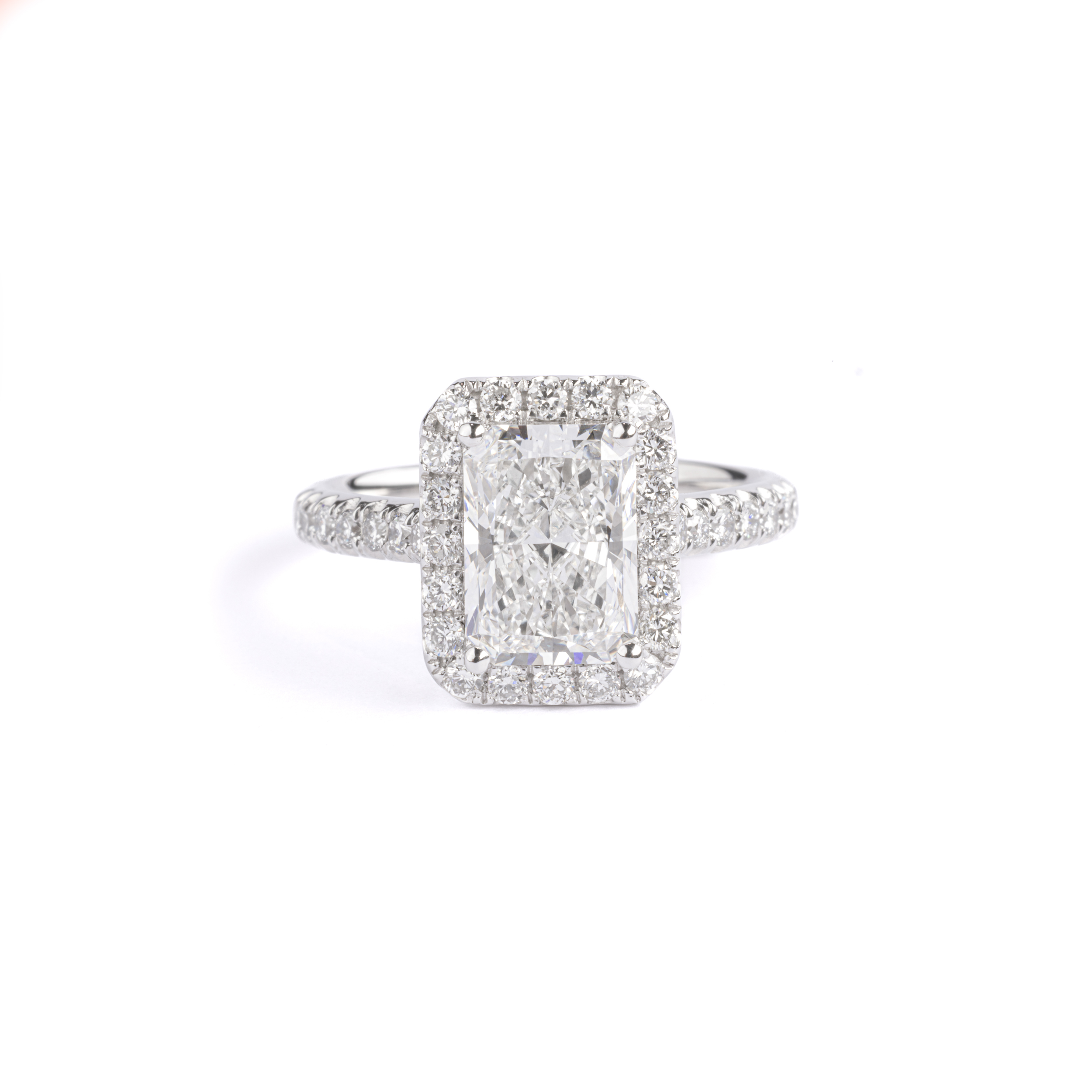 Halo Radiant Cut Lab Grown Diamond Ring in Platinum 950