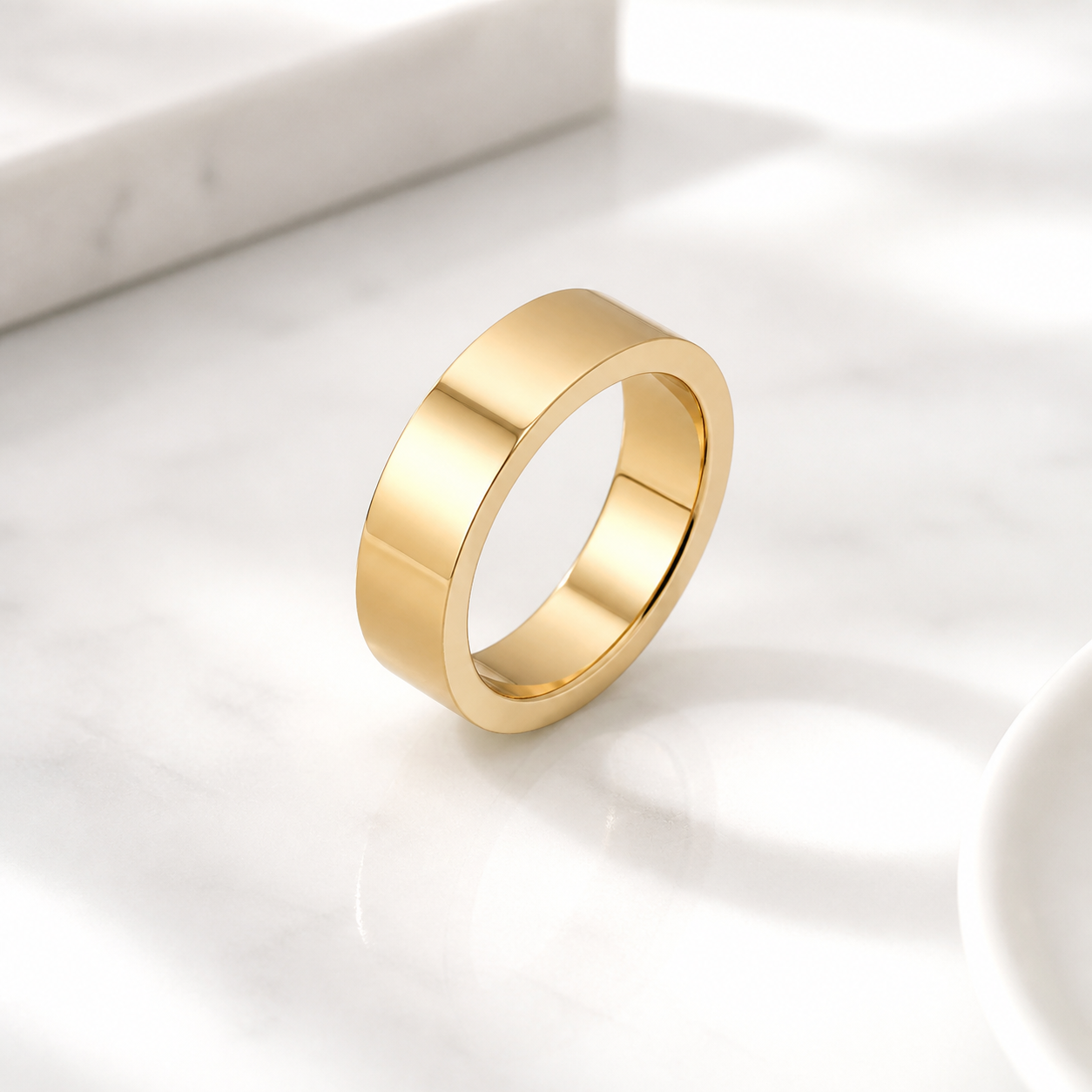 Wide Plain Gold Band Ring in 14K Yellow Gold thumbnail 9