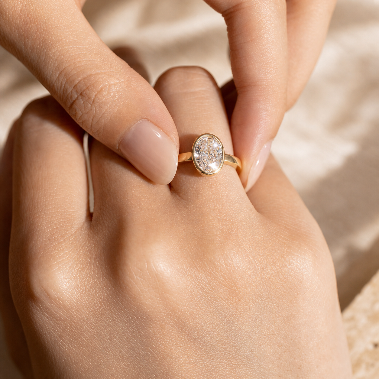 Bezel-Set Oval Lab Grown Diamond Ring