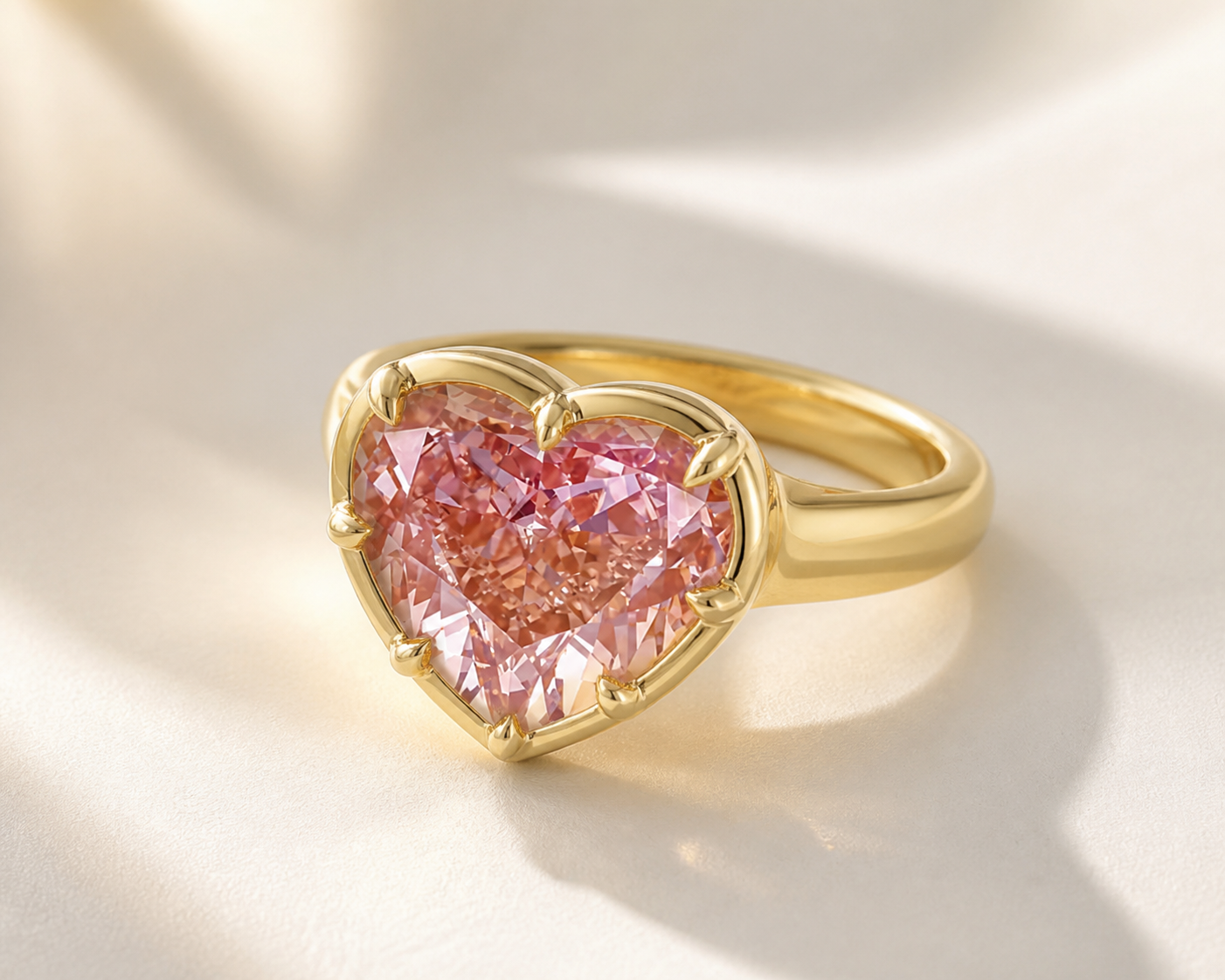 Brown-Pink Heart Lab Grown Diamond Ring in 14K Yellow Gold thumbnail 5