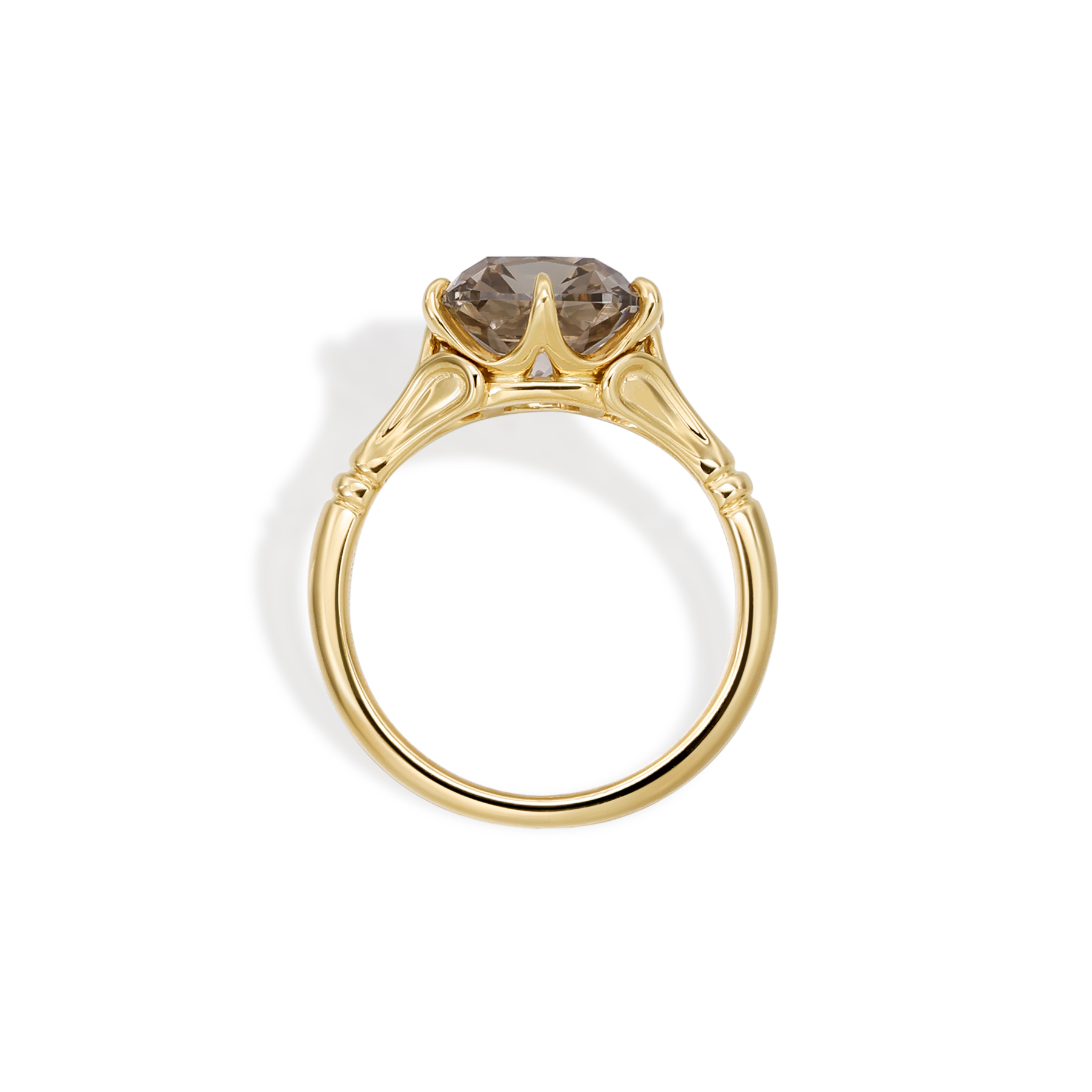 Champagne Old Mine Cut Lab Grown Diamond Ring in 14K Yellow Gold thumbnail 4