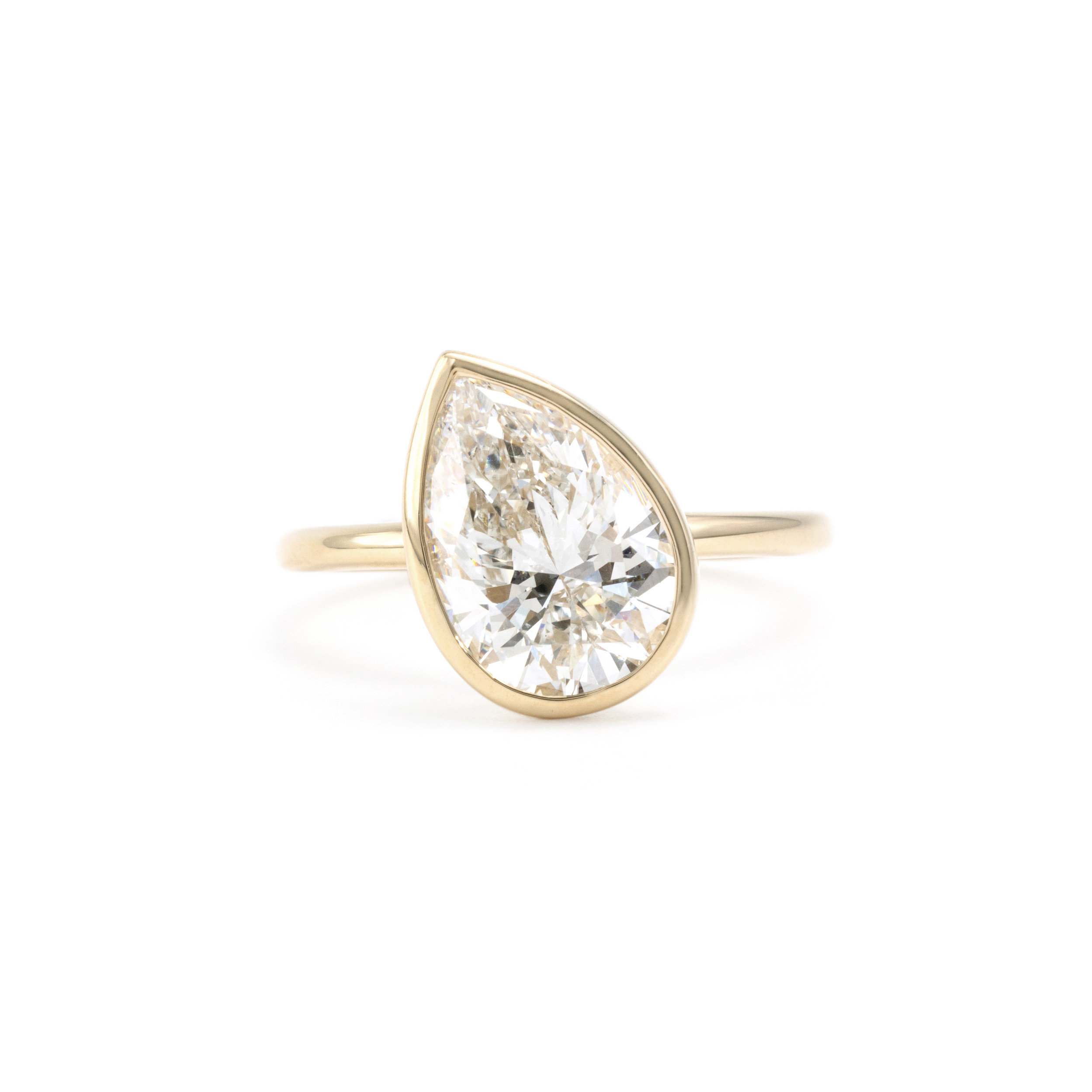 Diagonal-Set Pear Lab Grown Diamond Ring