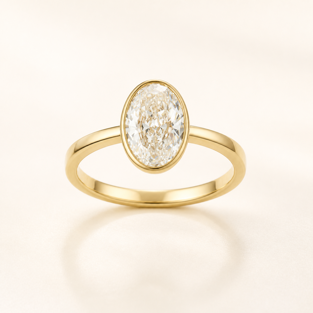 Bezel-Set Oval Lab Grown Diamond Ring thumbnail 6