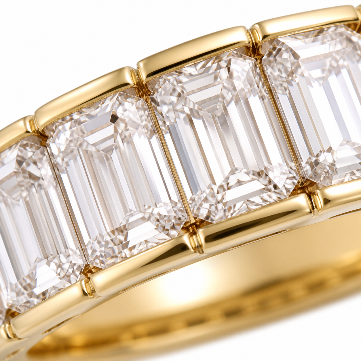 Vintage-Band Emerald Cut Lab Grown Diamond Ring in 14K/18K Yellow Gold thumbnail 5